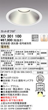 オーデリック　XD301100　ダウンライト 埋込穴φ300 電源装置・調光器・信号線別売 LED一体型 電球色 高天井用 防雨型 オフホワイト