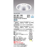 オーデリック　XD301105　ダウンライト 埋込穴φ250 電源装置・調光器・信号線別売 LED一体型 昼白色 高天井用 防雨型 オフホワイト
