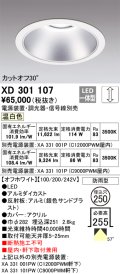 オーデリック　XD301107　ダウンライト 埋込穴φ250 電源装置・調光器・信号線別売 LED一体型 温白色 高天井用 防雨型 オフホワイト