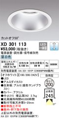 オーデリック　XD301113　ダウンライト 埋込穴φ200 電源装置・調光器・信号線別売 LED一体型 昼白色 高天井用 防雨型 オフホワイト