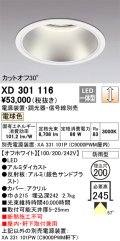 オーデリック　XD301116　ダウンライト 埋込穴φ200 電源装置・調光器・信号線別売 LED一体型 電球色 高天井用 防雨型 オフホワイト