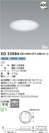 コイズミ照明 XD53984 ベースライト 埋込穴φ400 非調光 昼白色 S型 サークルタイプ ホワイト 受注生産品 [§]