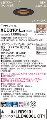 パナソニック XED3101LCT1(ランプ別梱) ダウンライト 埋込穴φ100 LED(電球色) 天井埋込型 軒下用 高気密SB形 拡散マイルド 防雨・防湿型 ブラック
