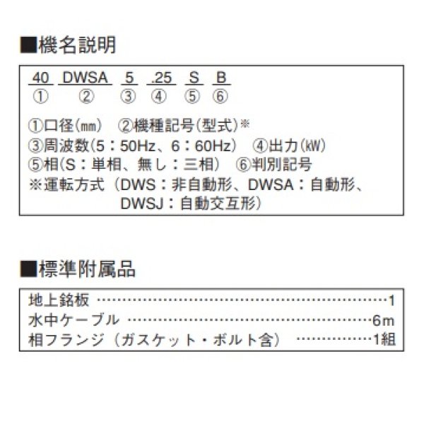 画像2: 荏原製作所　50DWS6.4B　樹脂製汚水・雑排水用水中ポンプ 三相 60Hz 非自動形 ♪ (2)