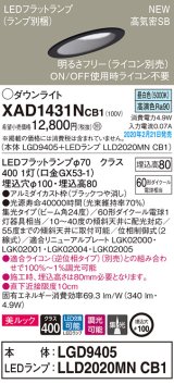 画像: パナソニック　XAD1431NCB1(ランプ別梱)　傾斜天井用ダウンライト 天井埋込型 LED(昼白色) 美ルック 集光24度 調光(ライコン別売) 埋込穴φ100 ブラック