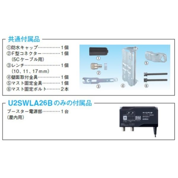 画像2: マスプロ電工　U2SWLA26B　家庭用UHFアンテナ スカイウォーリー 高性能型 壁面取付用 地デジアンテナ 26素子 ブースター内蔵型 ウォームホワイト [￡] (2)
