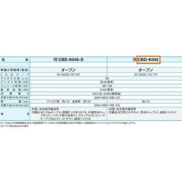 画像2: サン電子　CBD-K045　BS・110度CSアンテナ 45cm型 新4K8K衛星放送対応 [￡] (2)