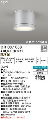 画像: オーデリック　OR037068　非常灯 誘導灯 リモコン別売 直付型 LED一体型 電球色 電池内蔵形 防雨形 マットシルバー