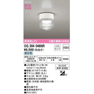 画像: オーデリック　OG264046NR(ランプ別梱)　エクステリア ポーチライト 非調光 LEDランプ 昼白色 防雨・防湿型 オフホワイト