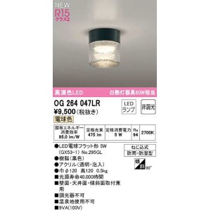 画像: オーデリック　OG264047LR(ランプ別梱)　エクステリア ポーチライト 非調光 LEDランプ 電球色 防雨・防湿型 黒色