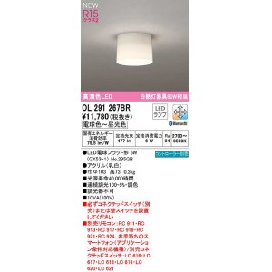 画像: オーデリック　OL291267BR(ランプ別梱)　シーリングライト 調光 調色 Bluetooth コントローラー別売 LEDランプ 電球色〜昼光色