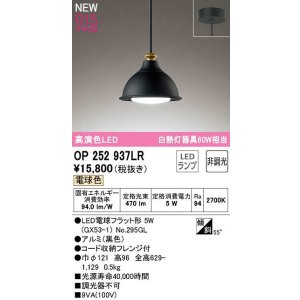 画像: オーデリック　OP252937LR(ランプ別梱)　ペンダントライト 非調光 LEDランプ 電球色 フレンジタイプ 黒色