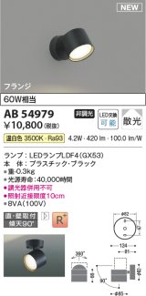 画像: コイズミ照明 AB54979 スポットライト 非調光 LED 温白色 直付・壁付取付 フランジ 散光 ブラック