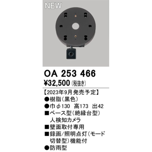 画像1: オーデリック OA253466 センサ ベース型人検知カメラ 壁面取付専用 防雨型 黒色 (1)