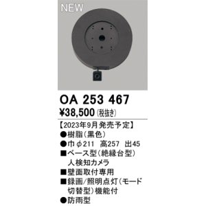 画像: オーデリック OA253467 センサ ベース型人検知カメラ 壁面取付専用 防雨型 黒色