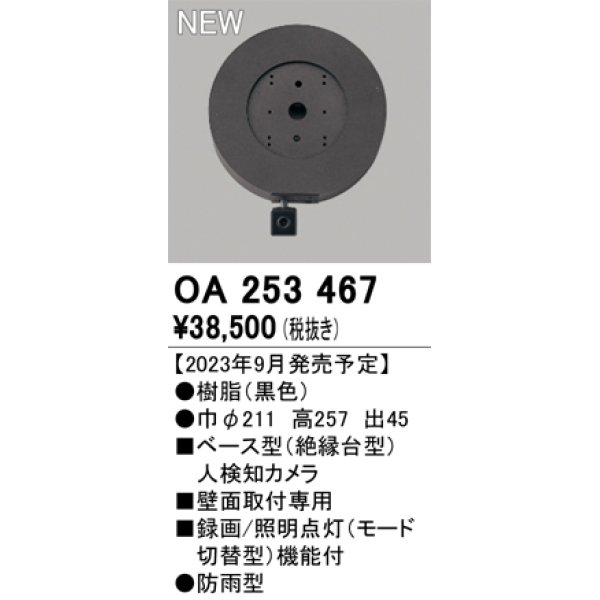 画像1: オーデリック OA253467 センサ ベース型人検知カメラ 壁面取付専用 防雨型 黒色 (1)