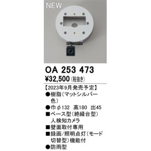 画像: オーデリック OA253473 センサ ベース型人検知カメラ 壁面取付専用 防雨型 マットシルバー