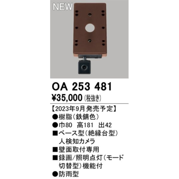 画像1: オーデリック OA253481 センサ ベース型人検知カメラ 壁面取付専用 防雨型 鉄錆色 (1)