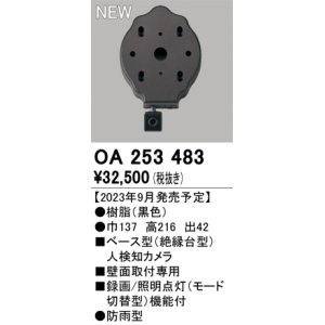 画像: オーデリック OA253483 センサ ベース型人検知カメラ 壁面取付専用 防雨型 黒色