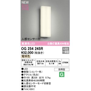 画像: オーデリック OG254245R エクステリア ポーチライト LED一体型 電球色 高演色LED 人感センサー付 防雨型