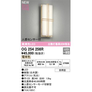 画像: オーデリック OG254256R エクステリア ポーチライト LED一体型 電球色 高演色LED 人感センサー付 防雨型 白木調