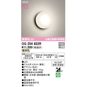 画像: オーデリック OG254822R エクステリア ポーチライト LED一体型 電球色 高演色LED 防雨・防湿型 黒色