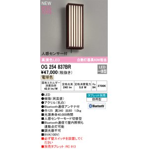 画像: オーデリック OG254837BR エクステリア ポーチライト Bluetooth タブレット別売 LED一体型 電球色 高演色LED 人感センサー付 防雨型 民芸塗