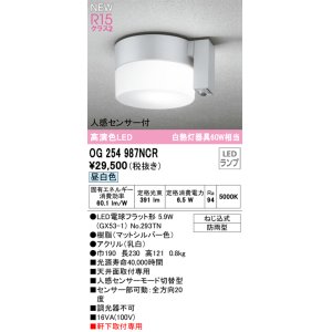 画像: オーデリック OG254987NCR(ランプ別梱) エクステリア ポーチライト LEDランプ 昼白色 高演色LED 人感センサー付 防雨型 マットシルバー