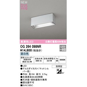 画像: オーデリック OG264098NR エクステリア ポーチライト LED一体型 昼白色 高演色LED 防雨型 マットシルバー