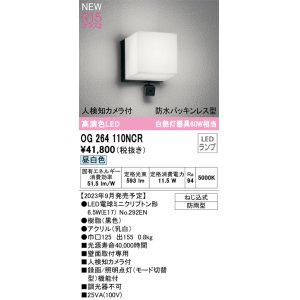 画像: オーデリック OG264110NCR(ランプ別梱) エクステリア ポーチライト LEDランプ 昼白色 高演色LED 人検知カメラ付 防水パッキンレス型 防雨型 黒色