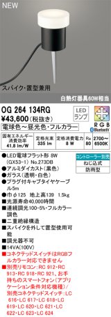 画像: オーデリック OG264134RG(ランプ別梱) エクステリア ガーデンライト フルカラー調光調色 リモコン別売 LEDランプ 高演色LED スパイク・置型兼用 防雨型 黒色