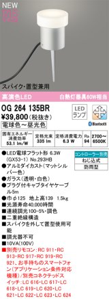 画像: オーデリック OG264135BR(ランプ別梱) エクステリア ガーデンライト 調光調色 Bluetooth リモコン別売 LEDランプ 高演色LED 防雨型 マットシルバー