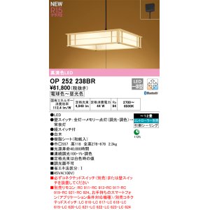 画像: オーデリック OP252238BR 和風照明 ペンダントライト 12畳 調光調色 Bluetooth リモコン別売 LED一体型 高演色LED 引掛シーリング 木製