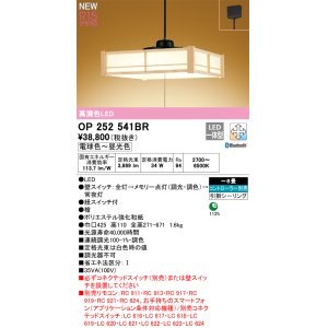 画像: オーデリック OP252541BR 和風照明 ペンダントライト 8畳 調光調色 Bluetooth リモコン別売 LED一体型 高演色LED 引掛シーリング 木製