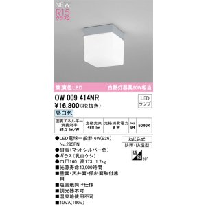画像: オーデリック OW009414NR(ランプ別梱) エクステリア ポーチライト LEDランプ 昼白色 高演色LED 防雨・防湿型 マットシルバー