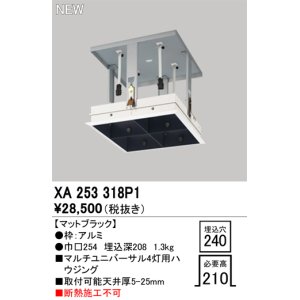 画像: オーデリック XA253318P1 ダウンライト 部材 埋込穴□240 ハウジング 4灯 マットブラック