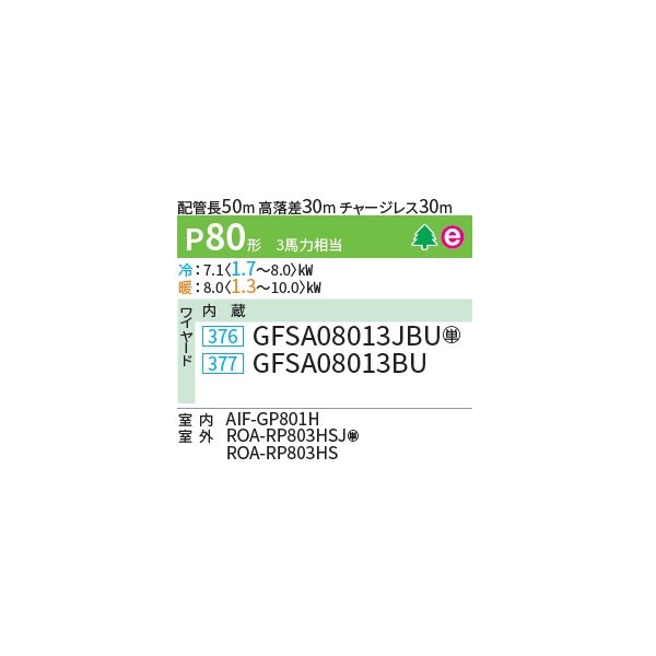 画像2: 日本キヤリア/旧東芝 GFSA08013BU 業務用エアコン 床置形 スタンド スーパーパワーエコゴールド シングル P80 3馬力 三相200V ワイヤード ♭♪∀ (2)