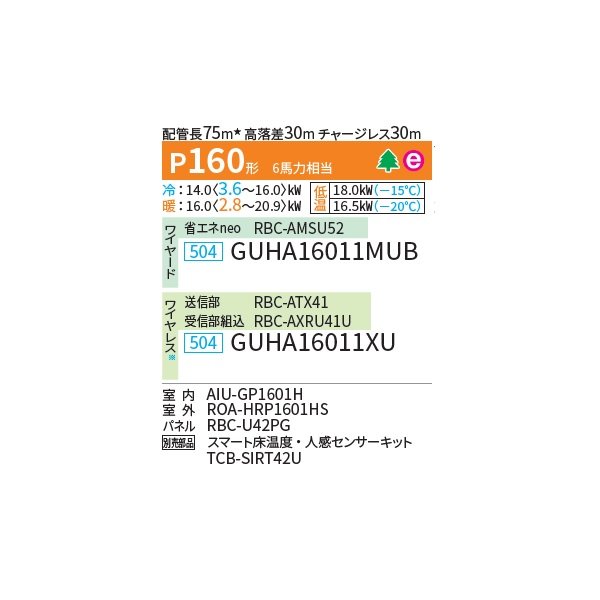 画像2: 日本キヤリア/旧東芝 GUHA16011XU 業務用エアコン 天井カセット形 4方向吹出し スーパーパワーエコ暖太郎 シングル P160 6馬力 三相200V ワイヤレス ♪∀ (2)