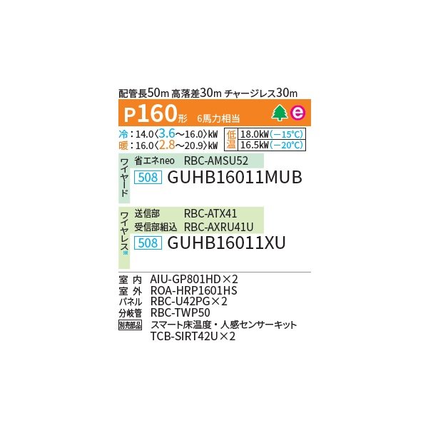画像2: 日本キヤリア/旧東芝 GUHB16011MUB 業務用エアコン 天井カセット形 4方向吹出し スーパーパワーエコ暖太郎 同時ツイン P160 6馬力 三相200V ワイヤード ♪∀ (2)