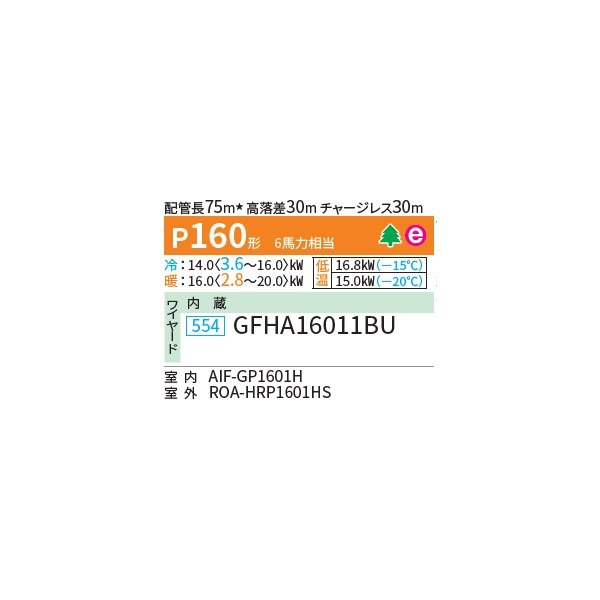 画像2: 日本キヤリア/旧東芝 GFHA16011BU 業務用エアコン 床置形 スタンド スーパーパワーエコ暖太郎 シングル P160 6馬力 三相200V ワイヤード ♪∀ (2)