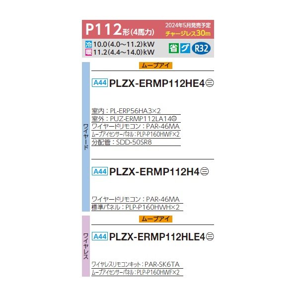画像2: 三菱 PLZX-ERMP112HE4 業務用エアコン 4方向天井カセット i-スクエアタイプ スリムER 同時ツイン P112形 4馬力 三相 200V ワイヤード ♪∀ (2)