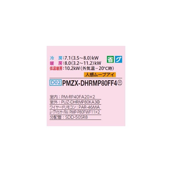 画像2: 三菱 PMZX-DHRMP80FF4 業務用エアコン 1方向天井カセット ズバ暖スリム DHシリーズ 同時ツイン P80形 3馬力 三相 200V ワイヤード ♭♪ (2)