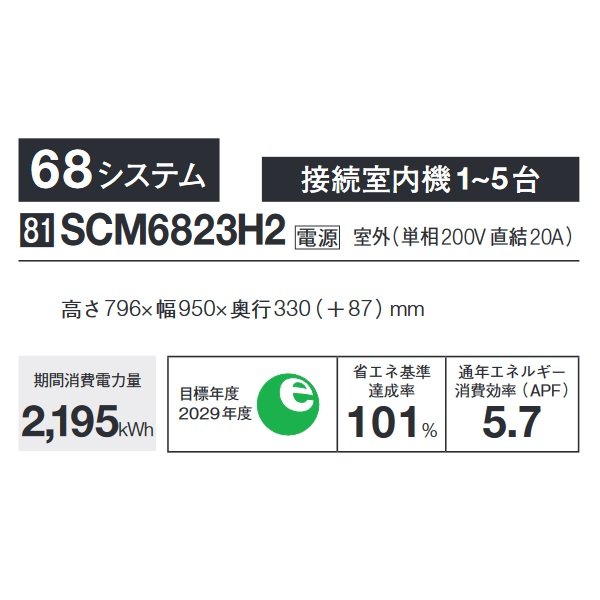 画像2: 三菱重工 [SCM6823H2] システムマルチ 室外機のみ 68システム 接続室内機1~5台 ♪ (2)