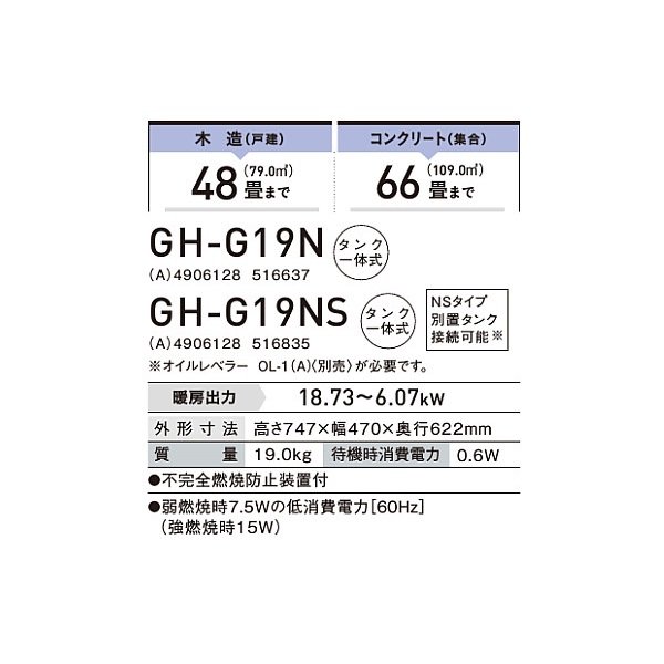 画像2: コロナ GH-G19NS(A) ブルーバーナ  木造48畳用  ブルーメタリック♭ (2)