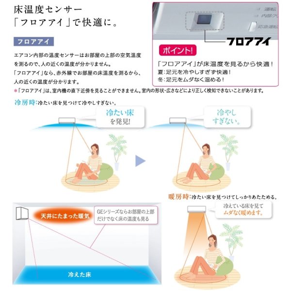 画像3: [在庫あり] 三菱 MSZ-GE3624-W エアコン 12畳  ルームエアコン GEシリーズ 単相100Ｖ/15A 12畳程度 ピュアホワイト MSZ-GE3625-Wの前型番 ☆2 (3)