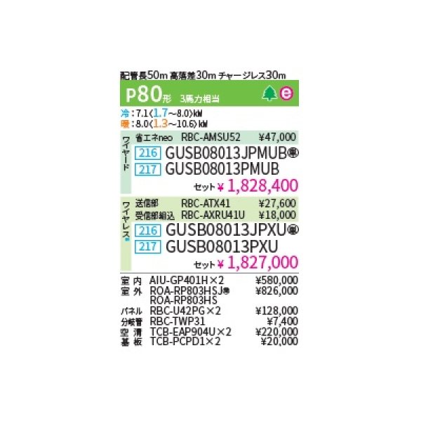 画像2: 日本キヤリア/旧東芝 GUSB08013PMUB 業務用エアコン 天井カセット 4方向 プラズマ空清 スーパーパワーエコゴールド ツイン P80 3馬力 200V ワイヤード ♪∀ (2)
