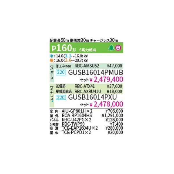 画像2: 日本キヤリア/旧東芝 GUSB16014PMUB 業務用エアコン 天井カセット 4方向 プラズマ空清 スーパーパワーエコゴールド ツイン P160 6馬力 200V ワイヤード ♪∀ (2)