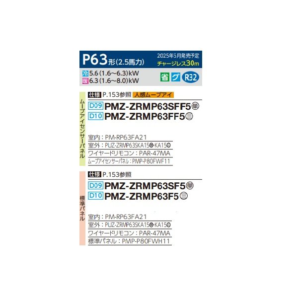 画像2: 三菱 PMZ-ZRMP63SFF5 業務用エアコン 1方向天井カセット スリムZR 標準シングル P63形 2.5馬力 単相 200V ワイヤード ♪∀ (2)