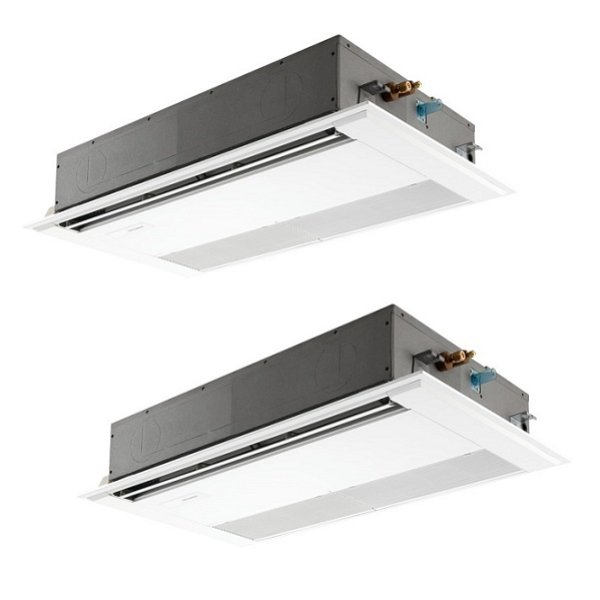 画像1: 三菱 PMZX-ZRMP80SF5 業務用エアコン 1方向天井カセット スリムZR 同時ツイン P80形 3馬力 単相 200V ワイヤード ♪∀ (1)