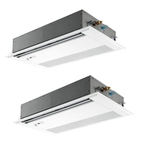 画像1: 三菱 PMZX-ZRMP80SFF5 業務用エアコン 1方向天井カセット スリムZR 同時ツイン P80形 3馬力 単相 200V ワイヤード ♪∀ (1)